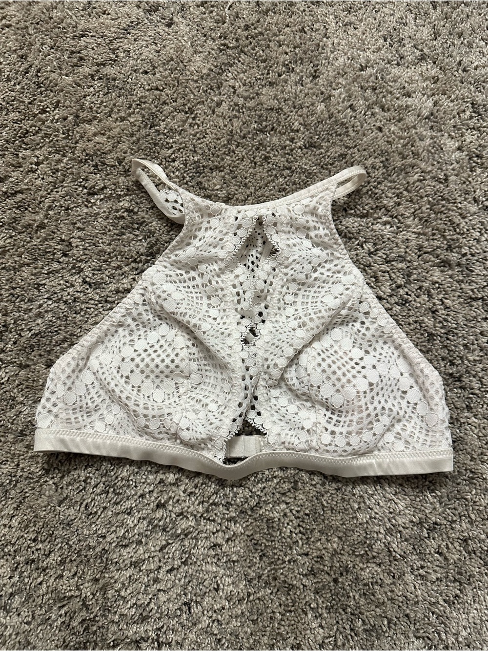 Victoria's Secret White Crochet High-Neck Bralette